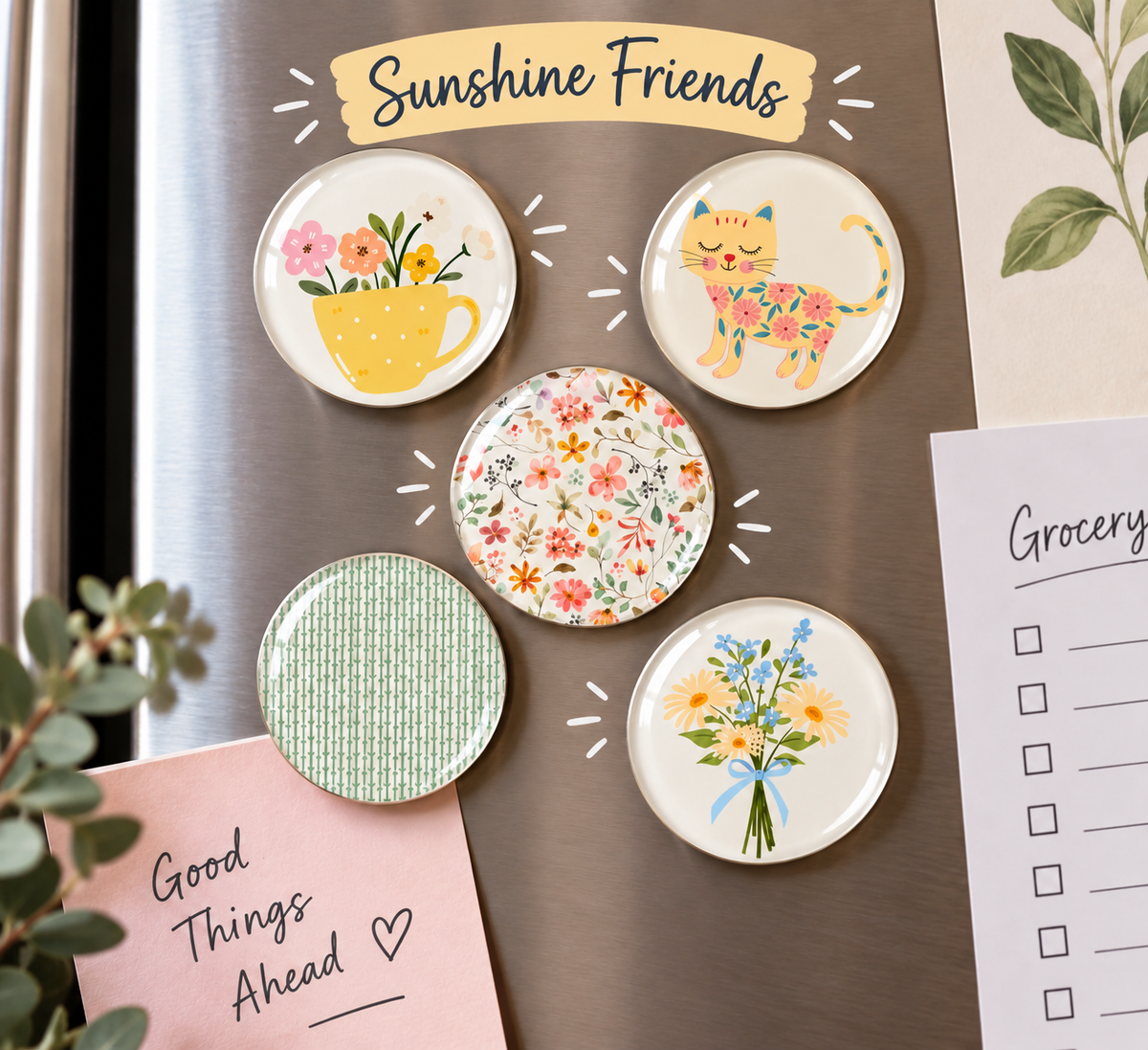 1" Flower Cabochon Magnet Sets