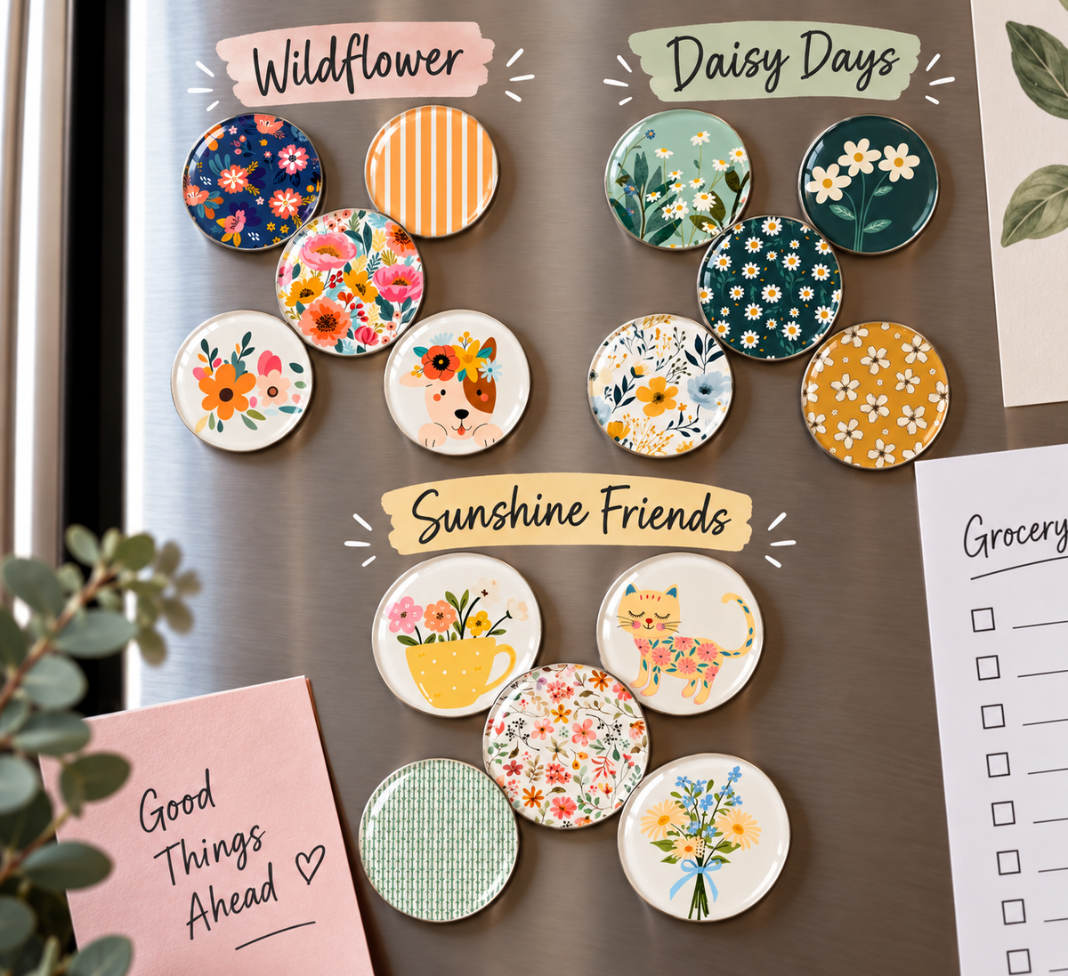1" Flower Cabochon Magnet Sets