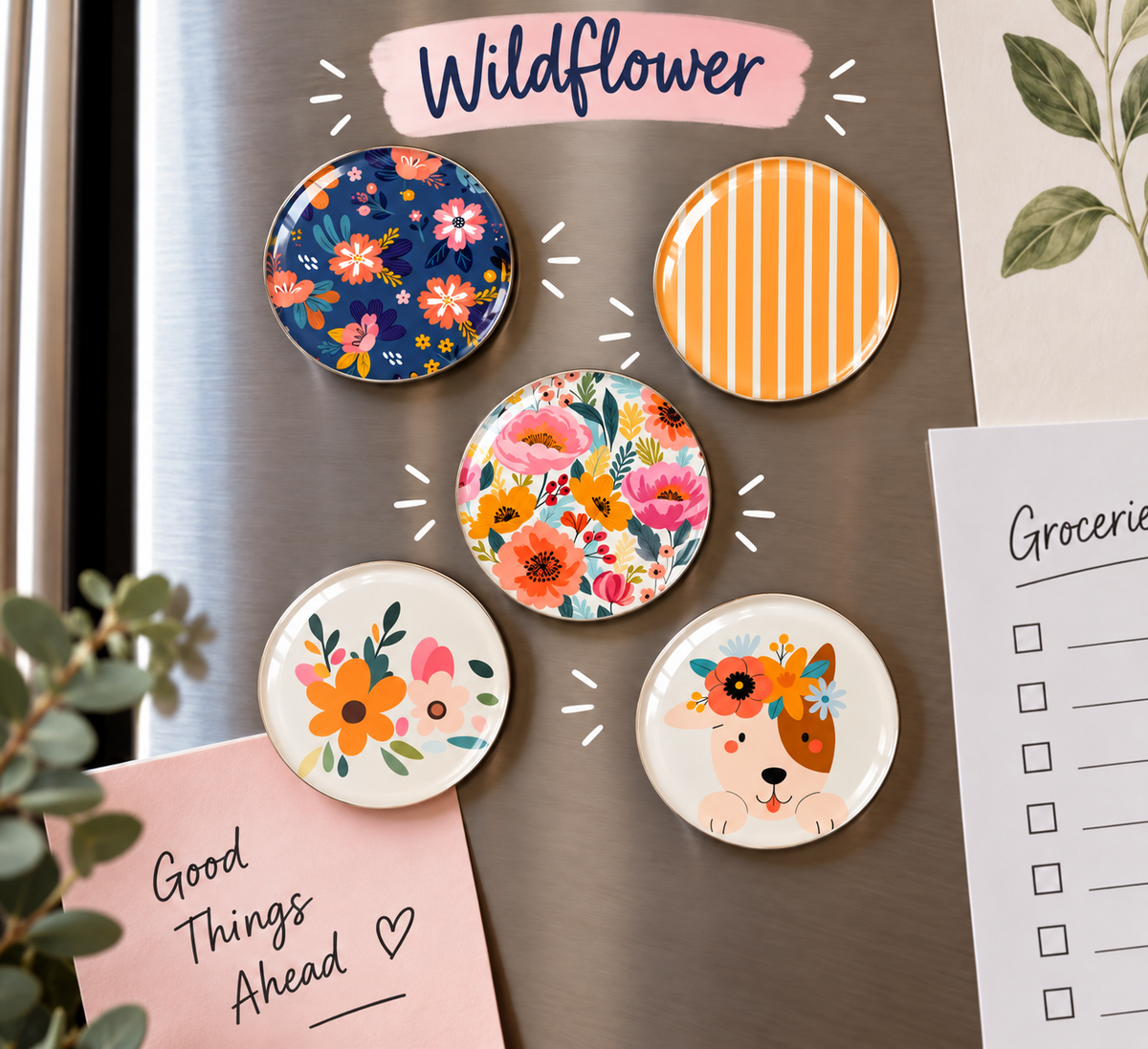 1" Flower Cabochon Magnet Sets